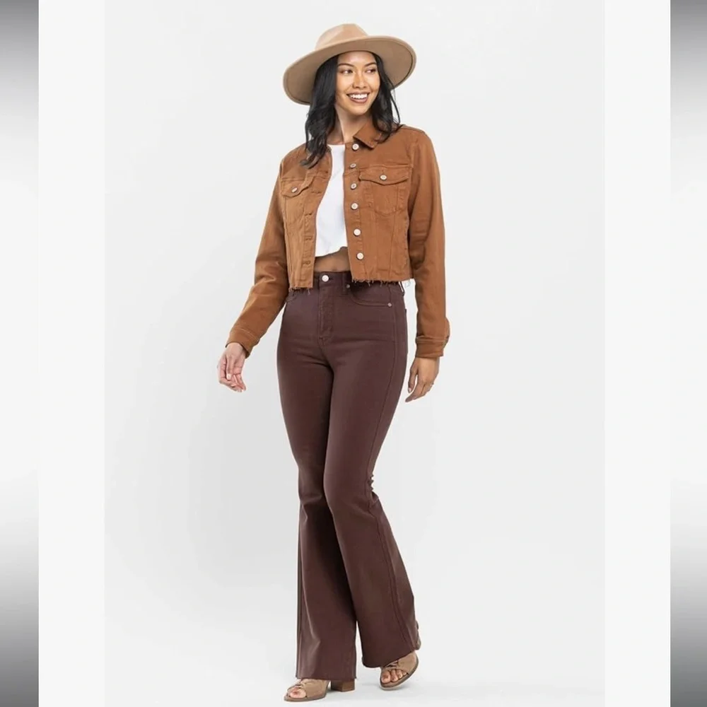 Judy Blue Country Chic Espresso Chocolate Hued High-Waist Flare Jeans 88803 14w